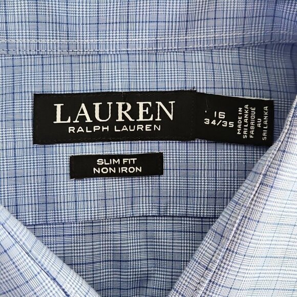 Lauren Ralph Lauren Button-Up Shirt 16 34/35 Blue Label Quiet Luxury Slim Fit - Picture 3 of 16